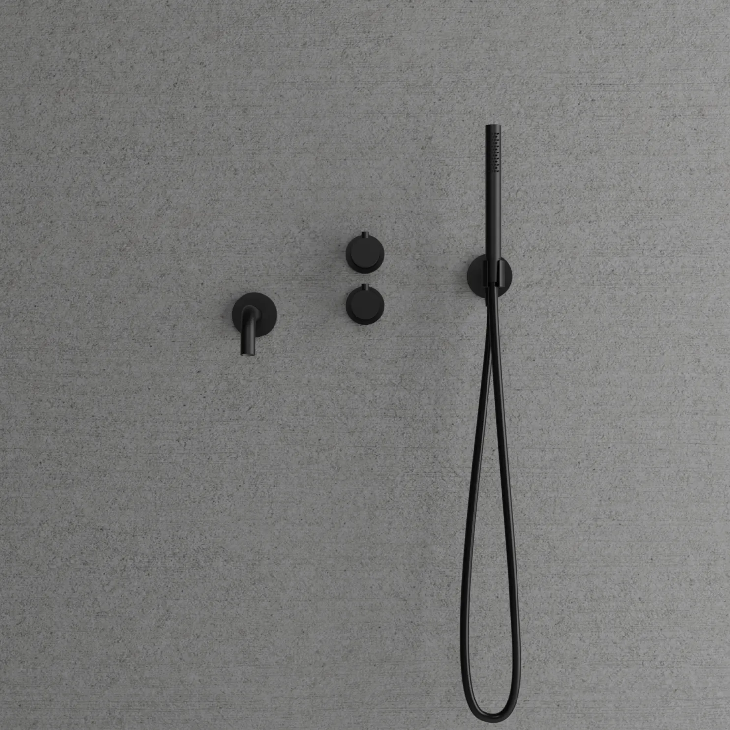Suihkusetti Scandtap Harmonized 4 Black, termostaattihanalla ja juoksuputkella, musta