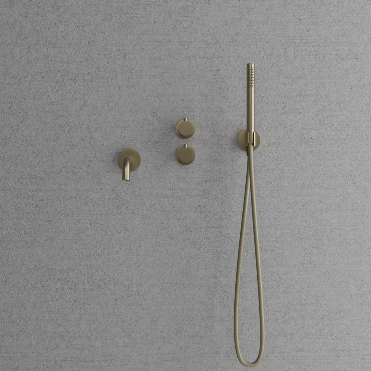 Suihkusetti Scandtap Steel Harmonized 4, termostaattihanalla ja juoksuputkella, Champagne