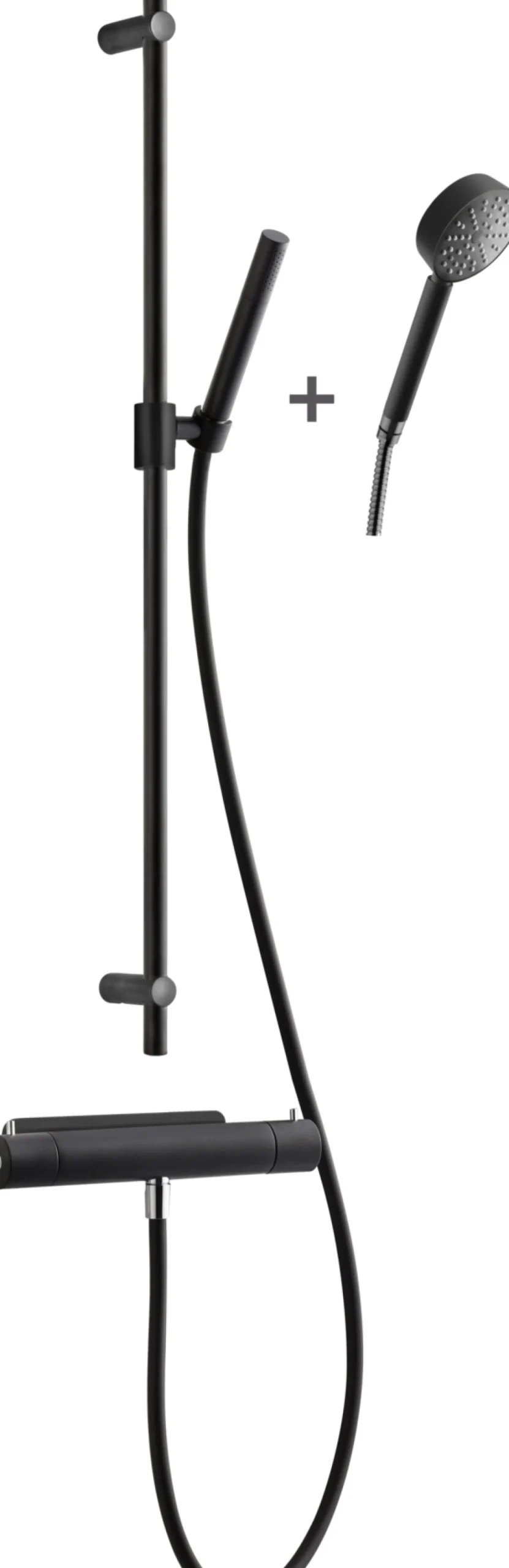 Suihkusetti Tapwell EVM168 Matte Black, termostaattihanalla, suihkuhana, matta musta