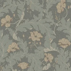 Tapetti Sandberg Charlotta, non-woven, kukka, vihreä