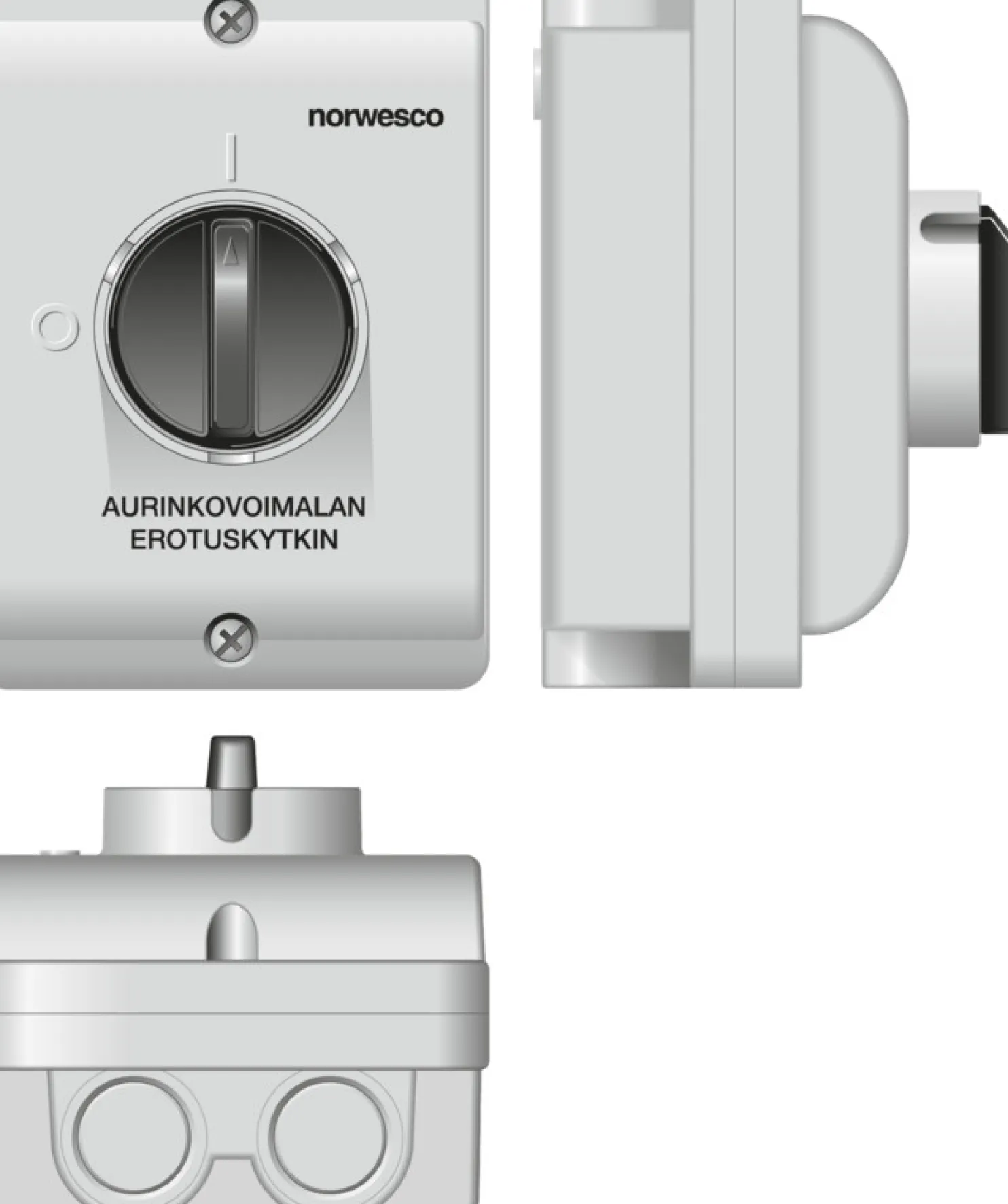 Turvakytkin Norwesco ESWP1 425 AC, aurinkovoimalan erotuskytkin, edestä väännettävä, 4x25A, 500V, 11kW, IP65