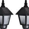 Ulkoseinävalaisimet aurinkoenergia, 2 kpl, liiketunnistin, musta