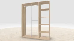 Vaatehuoneen kaapisto Mirror Line, kapea I-malli hyllyillä ja kaksiosaisella tangolla, 1700x2100x510mm, eri värejä