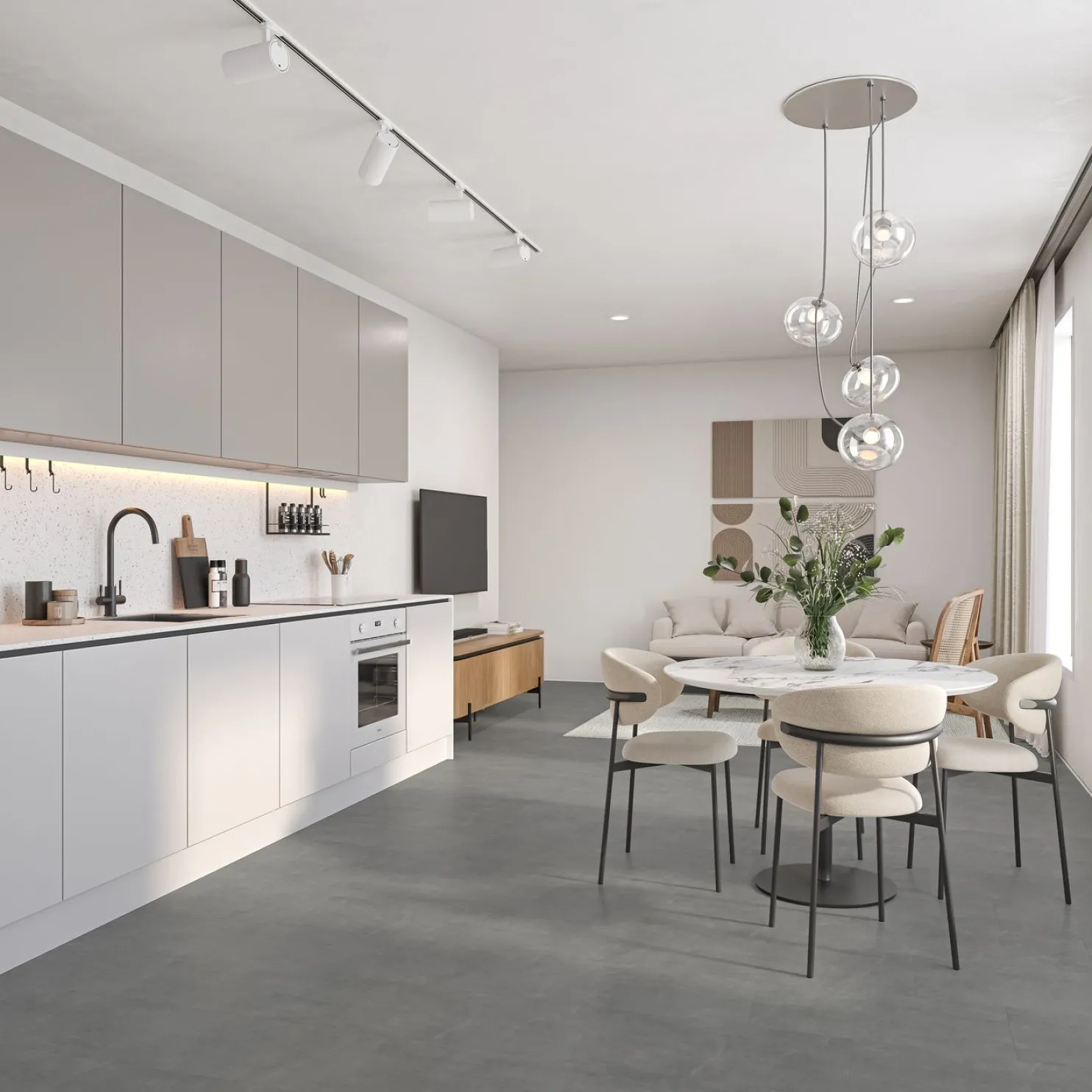 Vinyylilaatta Karitma Nordic Design Plus, integroitu askeläänieriste