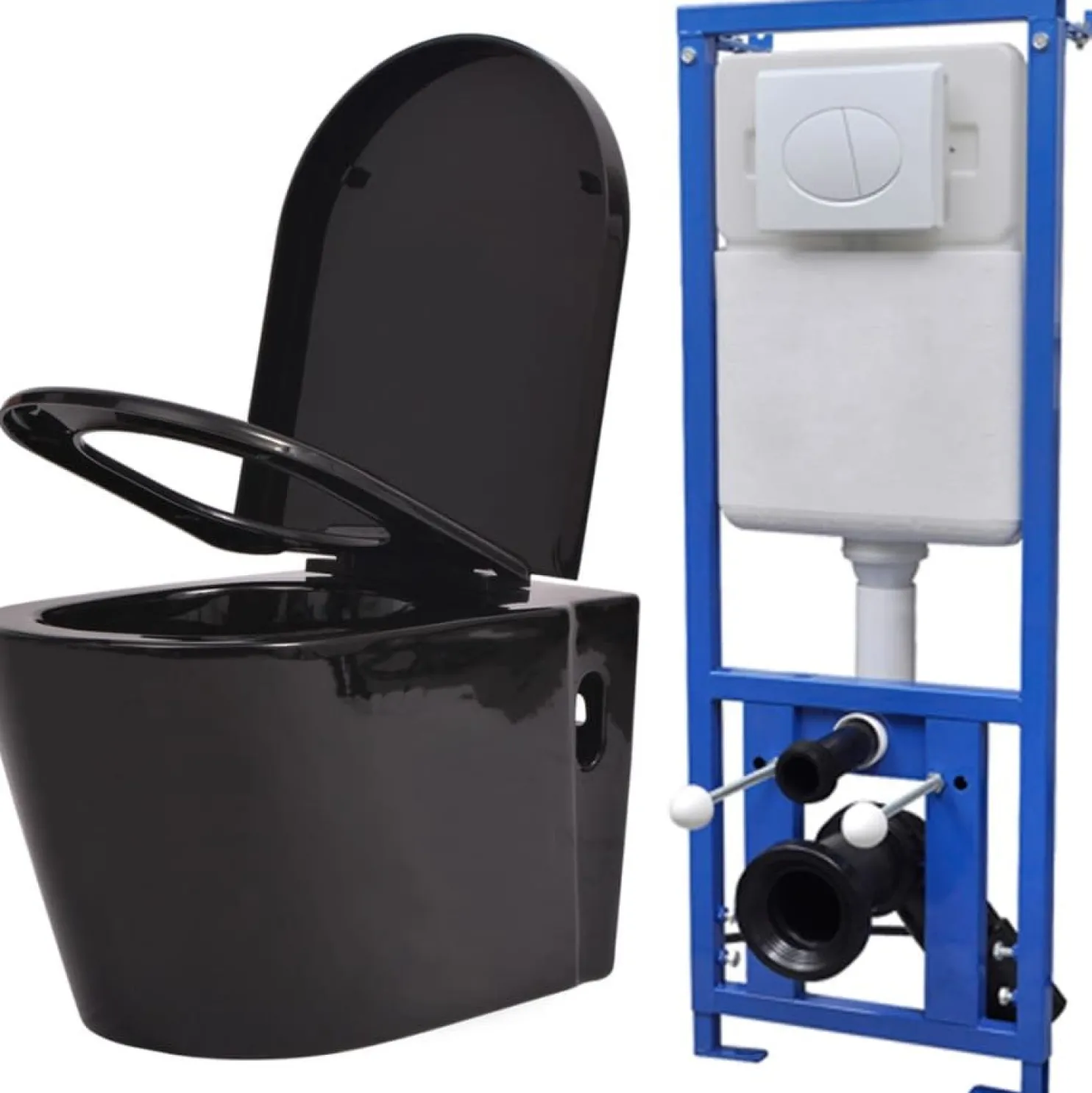WC piilotetulla vesisäiliöllä Keraaminen Musta
